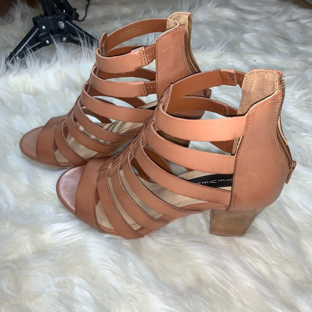 Steven by Steve Madden Brown Leather Caged Heels | Strappy Pumps | 9.5